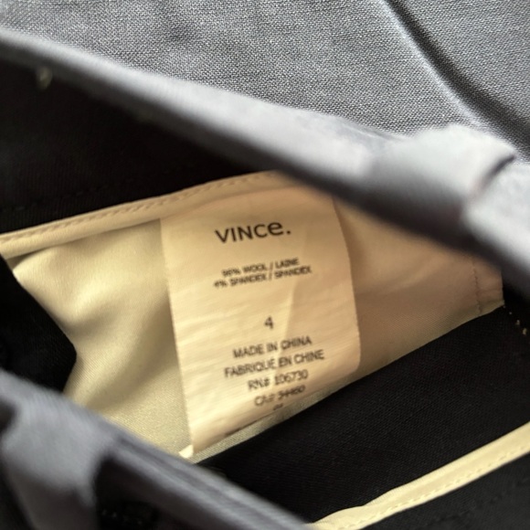 VINCE Side Stripe Wool Stretch Trouser Pants-Navy Blue/Ivory-Women's Size 4 - Picture 8 of 8